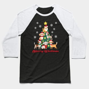 Dog Christmas Tree Merry Woofmas Dog Lover Gift Baseball T-Shirt